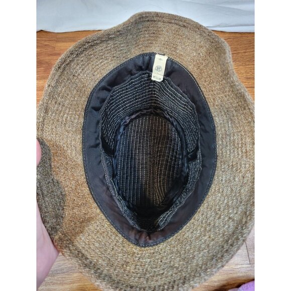 Vintage United Hatters Cap & Millinery Tweed Herringbone Brown Fedora Hat - Picture 3 of 4